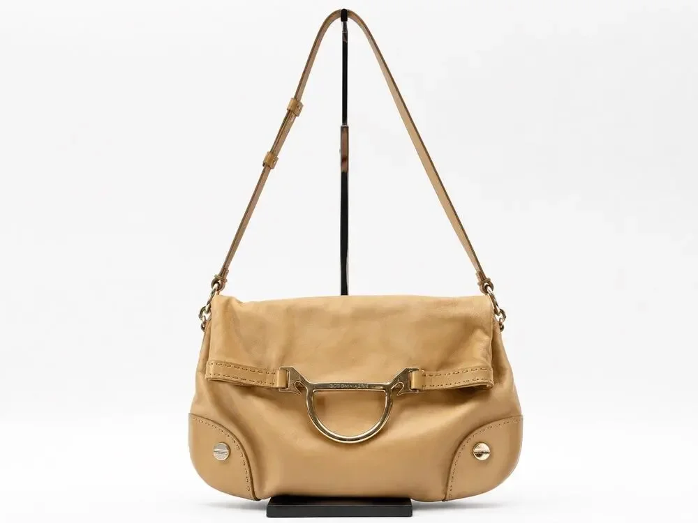 Borbonese Made in Italy Tan Leather Foldover Crossbody Shoulder Bag Purse
